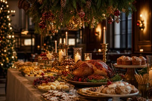 Festive Buffet Setup for Company Christmas Party